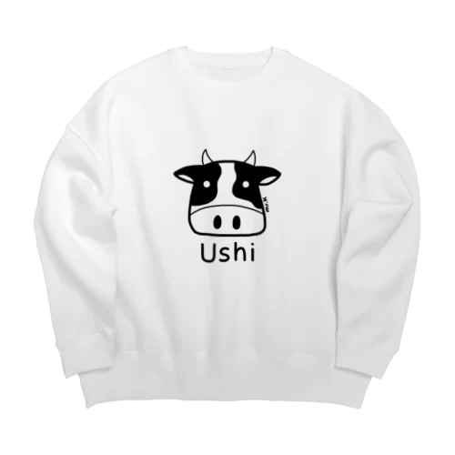 Ushi (牛) 黒デザイン Big Crew Neck Sweatshirt