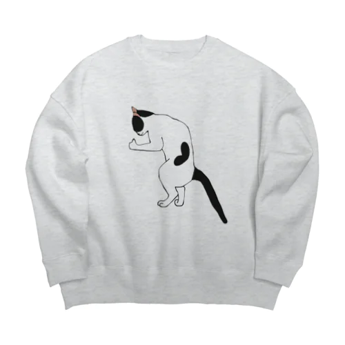 グッドラックな猫 Big Crew Neck Sweatshirt