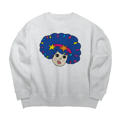 おサイケさん突撃取材・ブルー Big Crew Neck Sweatshirt