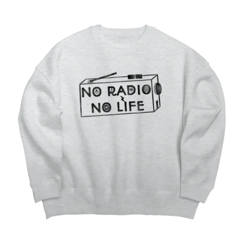 NO RADIO NO LIFE(ブラック) ビッグシルエットスウェット