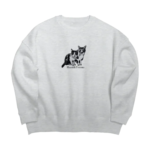 猫&猫（Hachi&Totoro） Big Crew Neck Sweatshirt