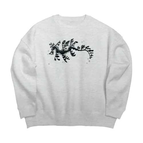 リーフィーシードラゴン　白黒 Big Crew Neck Sweatshirt