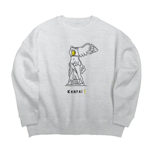 彫刻 × BEER（サモトラケのニケ）黒線画 Big Crew Neck Sweatshirt