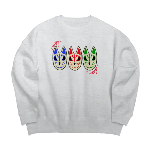 狐のお面 Big Crew Neck Sweatshirt