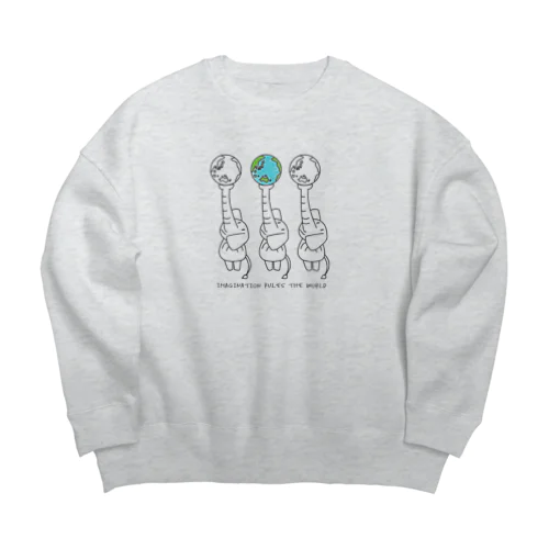 天動説？地動説？ゾウ説！ Big Crew Neck Sweatshirt