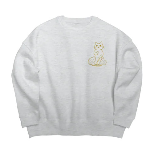 猫のヴィーナスの誕生（単体・黄土色・左胸） Big Crew Neck Sweatshirt