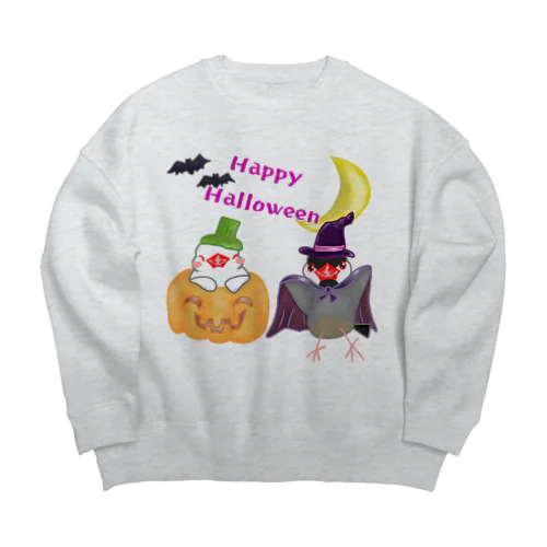 楽しいハロウィン文鳥ず Big Crew Neck Sweatshirt