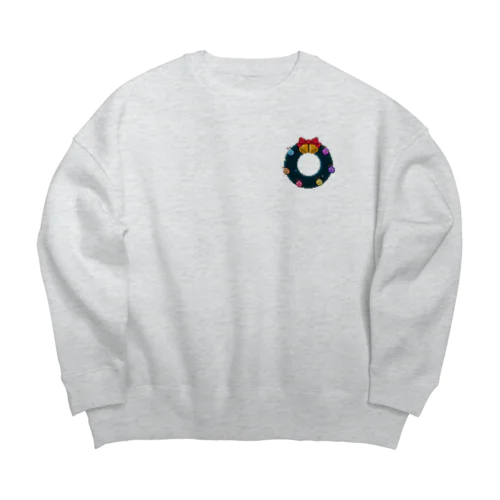 ドット絵　クリスマスリース Big Crew Neck Sweatshirt