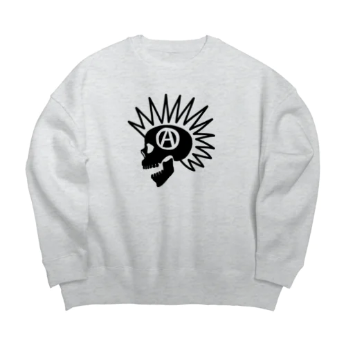 モヒカンスカル ブラック Big Crew Neck Sweatshirt