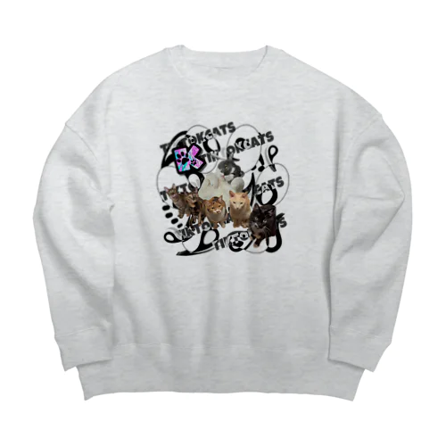 TikTok猫部裏起毛ビッグシルエットスウェット Big Crew Neck Sweatshirt