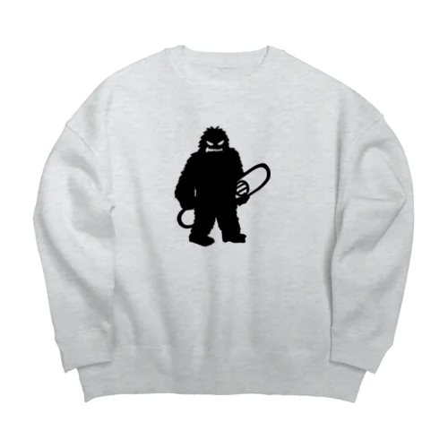 スノーボードを抱えるイエティ ブラック Big Crew Neck Sweatshirt