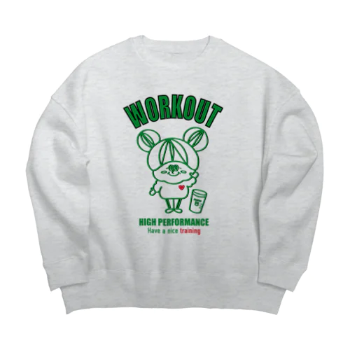 スウェットガール-ワークアウト（緑） Big Crew Neck Sweatshirt