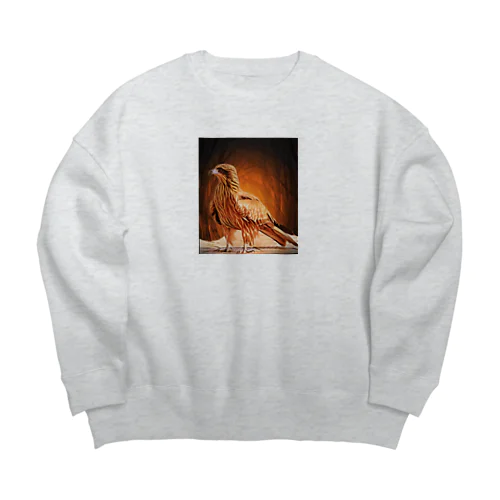 オーラを感じる鳥 Big Crew Neck Sweatshirt