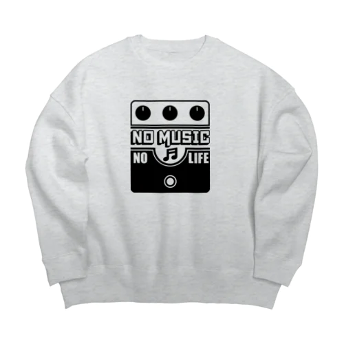 ノーミュージックノーライフ ビッグマフデザイン ブラック Big Crew Neck Sweatshirt