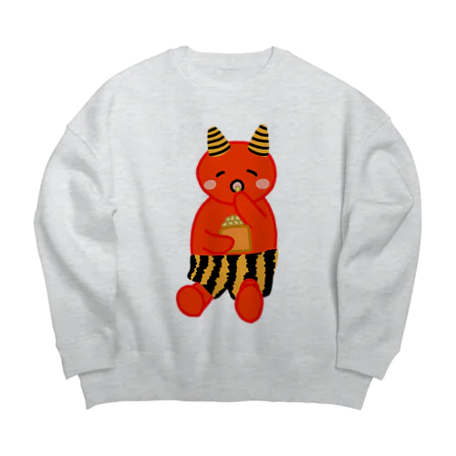 可愛い赤鬼ちゃん① Big Crew Neck Sweatshirt