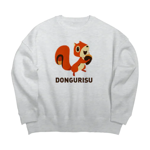 DONGURISU (どんぐリス) 茶色ロゴ Big Crew Neck Sweatshirt