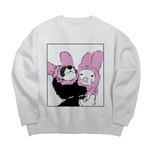 うさみみperi&mel PINk Big Crew Neck Sweatshirt