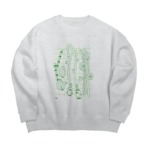 山菜とちいさいうさぎ Big Crew Neck Sweatshirt