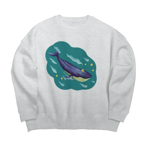 星と泳ぐシロナガスクジラ Big Crew Neck Sweatshirt