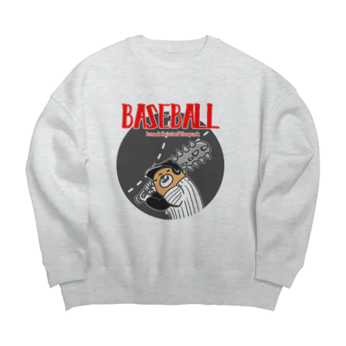 野球Bear2(凶悪顔クマシリーズ) Big Crew Neck Sweatshirt