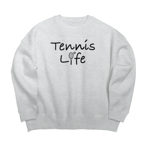 テニス・TENNIS・ライフ・筆記文字・アイテム・デザイン・ラケット・ガット・イラスト・スポーツ・Tシャツ・サーブ・男子・女子・かっこいい・かわいい・選手・画像・ボール・王子・応援 ビッグシルエットスウェット