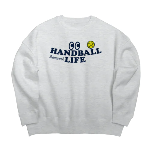 ハンドボール・目玉・HANDBALL・デザイン・Tシャツ・送球・男子・女子・得点・ボール・選手・ポジション・応援・スポーツ・かっこいい・かわいい・ステップシュート・有望・確実 Big Crew Neck Sweatshirt