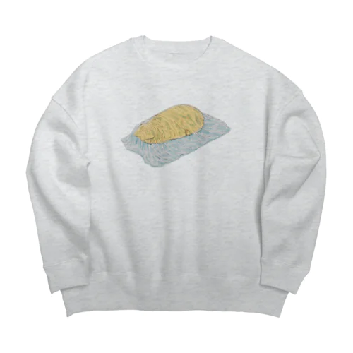 ビニールの下でごめん寝する茶トラ猫 Big Crew Neck Sweatshirt