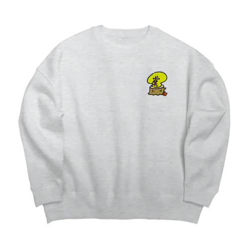 切り株の上でさつまいもを食べるぴよたそ Big Crew Neck Sweatshirt