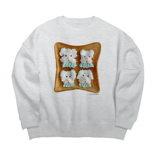 wanko cream Big Crew Neck Sweatshirt