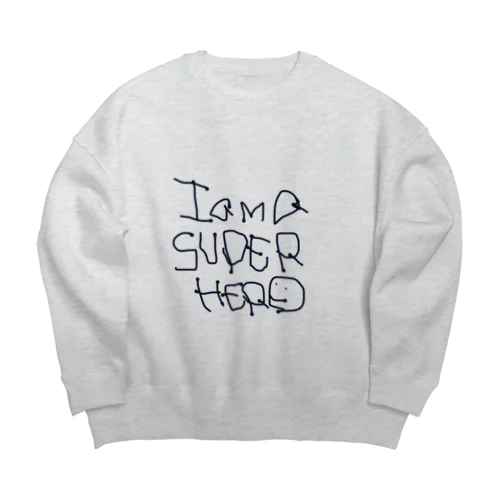 僕はヒーロー (黒) Big Crew Neck Sweatshirt