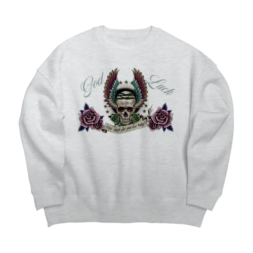 赤薔薇スカル💀🌹 Big Crew Neck Sweatshirt
