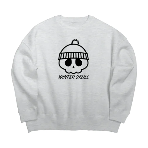 ウィンタースカル ニットキャップドクロ ブラック Big Crew Neck Sweatshirt