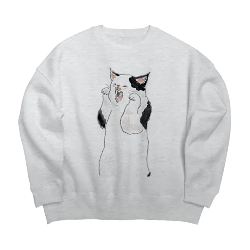 妖怪あくびうつしにゃんこ Big Crew Neck Sweatshirt