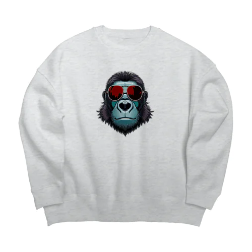 かっこいい サングラス ゴリラ Big Crew Neck Sweatshirt