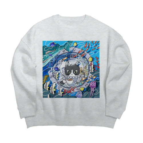 ぷにキャット【海】 Big Crew Neck Sweatshirt