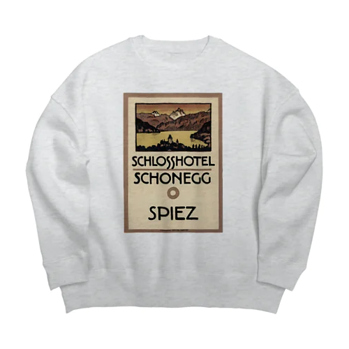 スイス・ベルン州シュピーツのシャトーホテルの古い広告 Big Crew Neck Sweatshirt