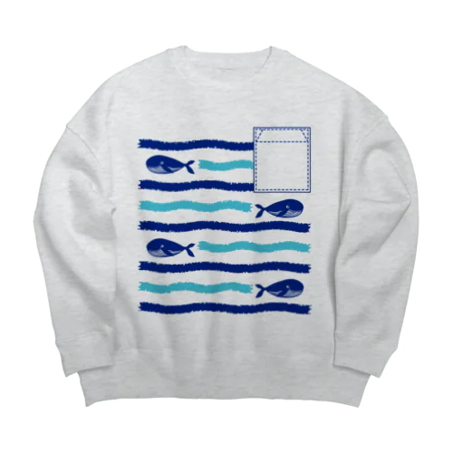 くじらボーダー Big Crew Neck Sweatshirt