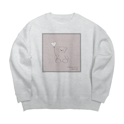 🧸 Bear and heart white balloon . Big Crew Neck Sweatshirt