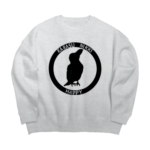 カラス日記ロゴ入りシルエットハッピー Big Crew Neck Sweatshirt