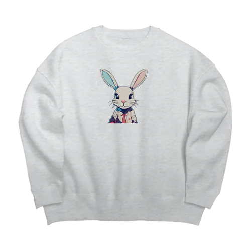 アニメーションうさぎ Big Crew Neck Sweatshirt