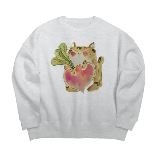 茶トラの茶太郎    冬 Big Crew Neck Sweatshirt