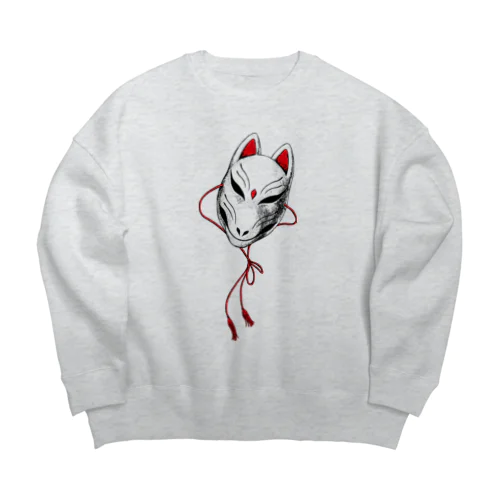 狐面祝言柄_白面 Big Crew Neck Sweatshirt