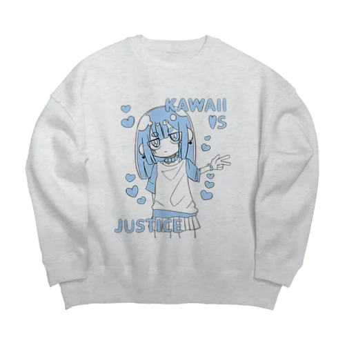 KAWAII女の子（空色） Big Crew Neck Sweatshirt