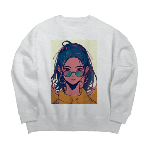 クール系女子 Big Crew Neck Sweatshirt