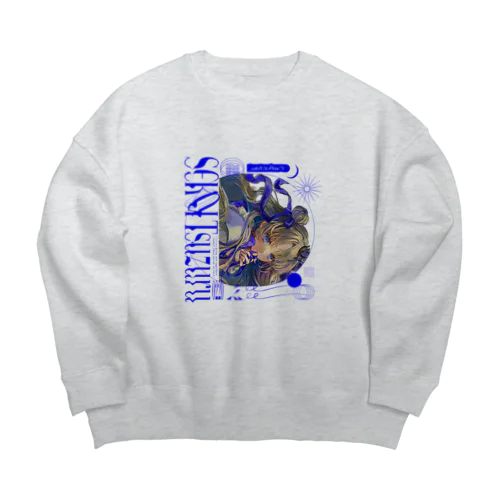 2周年記念グッズ青 Big Crew Neck Sweatshirt