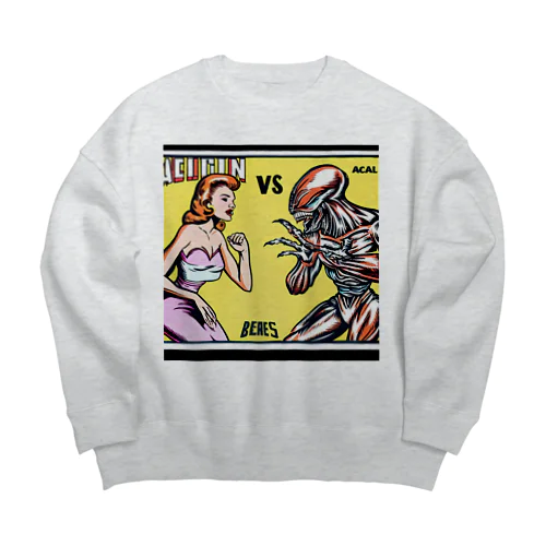 エイリアン　ｖｓ　金髪美女 Big Crew Neck Sweatshirt