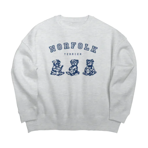 3ひきのいぬ（紺） Big Crew Neck Sweatshirt