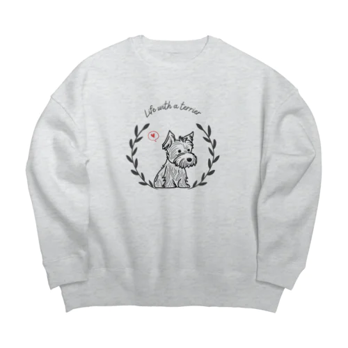 テリアのいる幸せな暮らし(シンプル) Big Crew Neck Sweatshirt