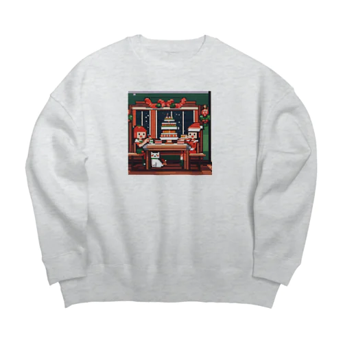 クリスマスパーティ　ドット絵 Big Crew Neck Sweatshirt