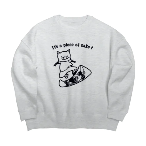 スケートボードをするブタ Big Crew Neck Sweatshirt